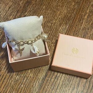 House of Harlow 1960 Gold and White Sea Charm Bracelet